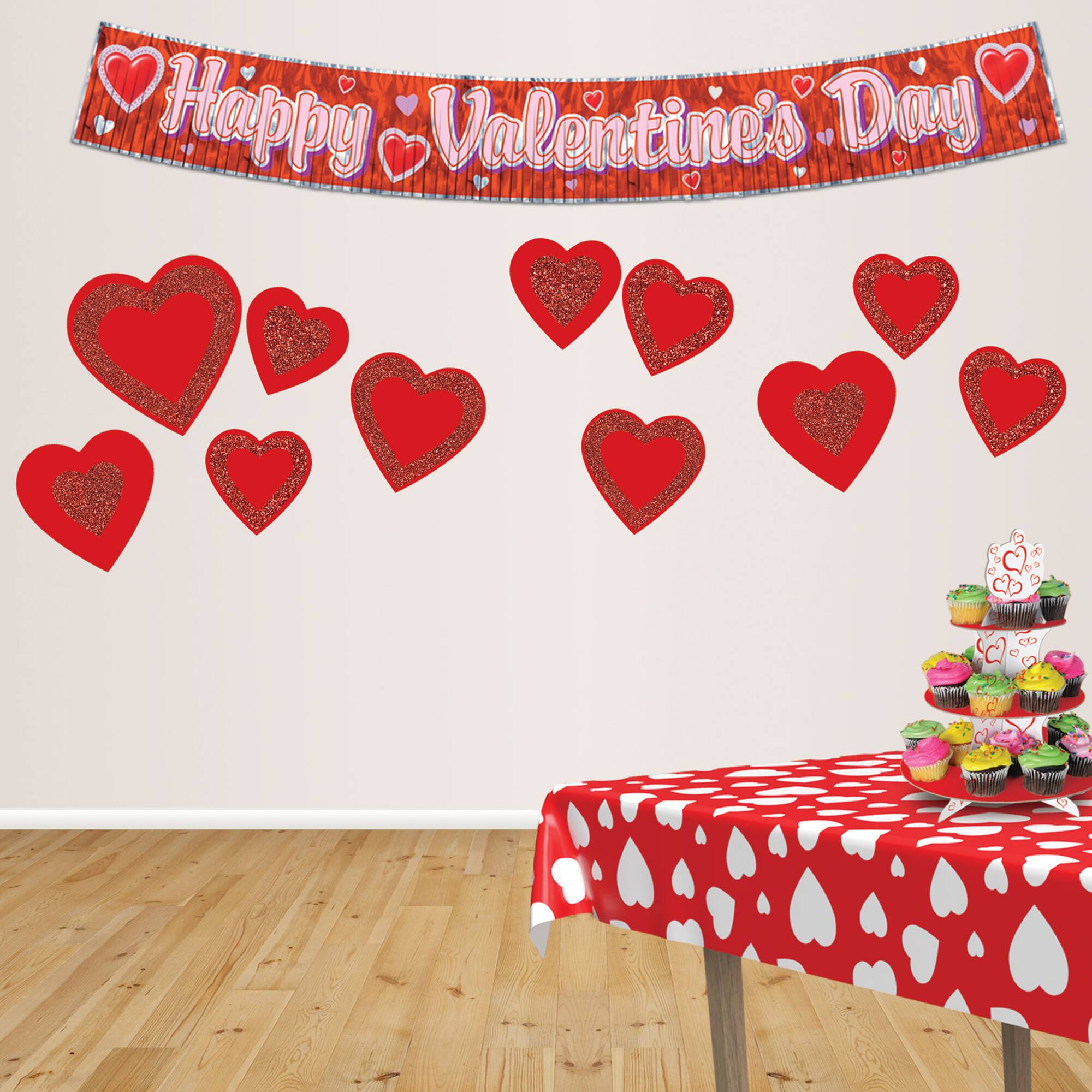 Beistle Red Glittered Heart Cutouts, 12ct.
